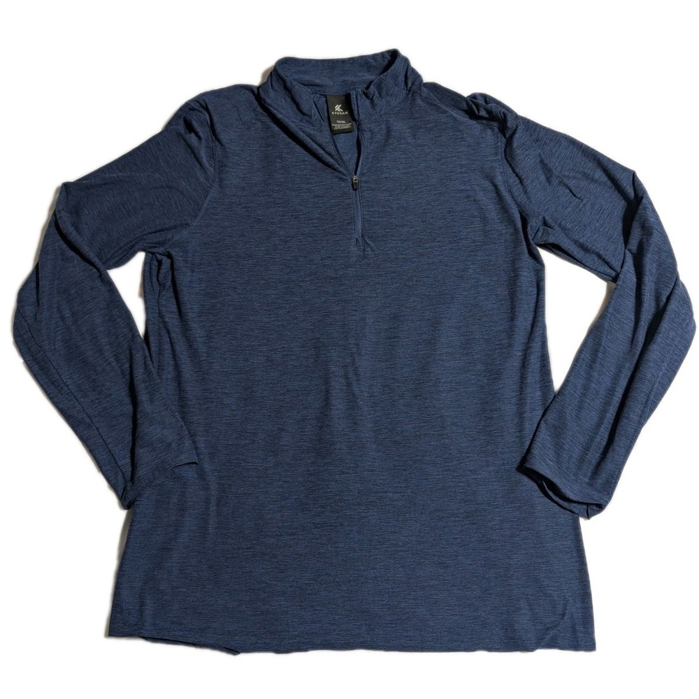 Kyodan Men's XL Performance Quarter Zip Pullover Navy Heather Stretch Athletic